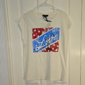 i jeans by Buffalo White Muscle Tee with Red and Blue Graphic